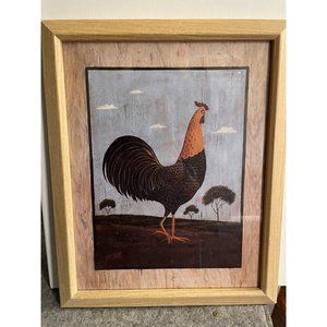 Framed Rooster Print  Sign  C-CH  13 x 16  # 1537